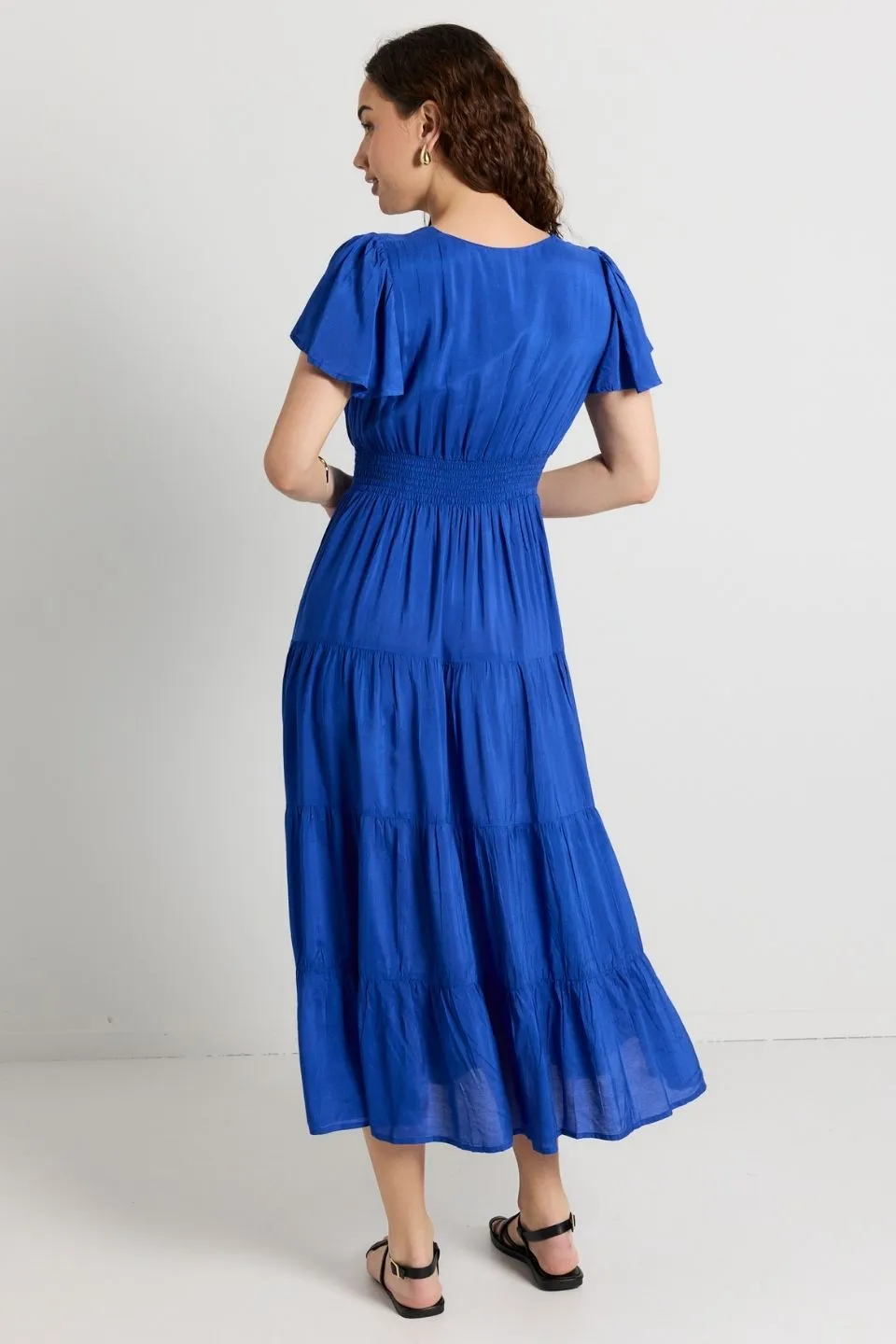 Devotion Royal Blue Floaty SS Tiered Maxi Dress